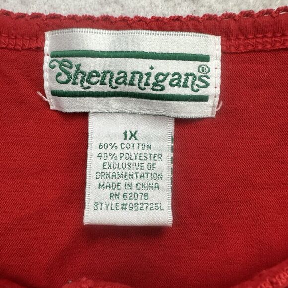 Vintage Shenanigans Christmas Shirt Womens 1X Red Penguins Snowflakes 3/4 Sleeve - Picture 9 of 12